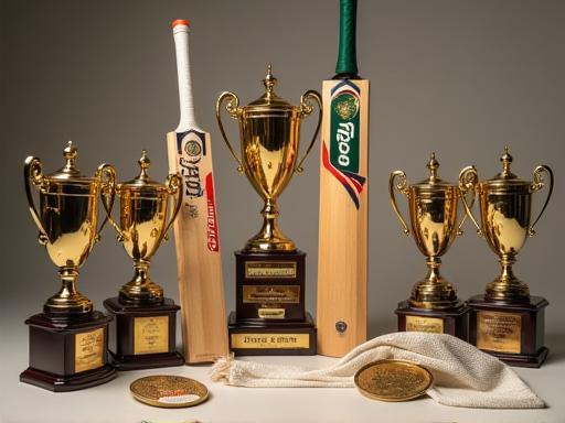 Display of cricket trophies and prizes for the MCG contest